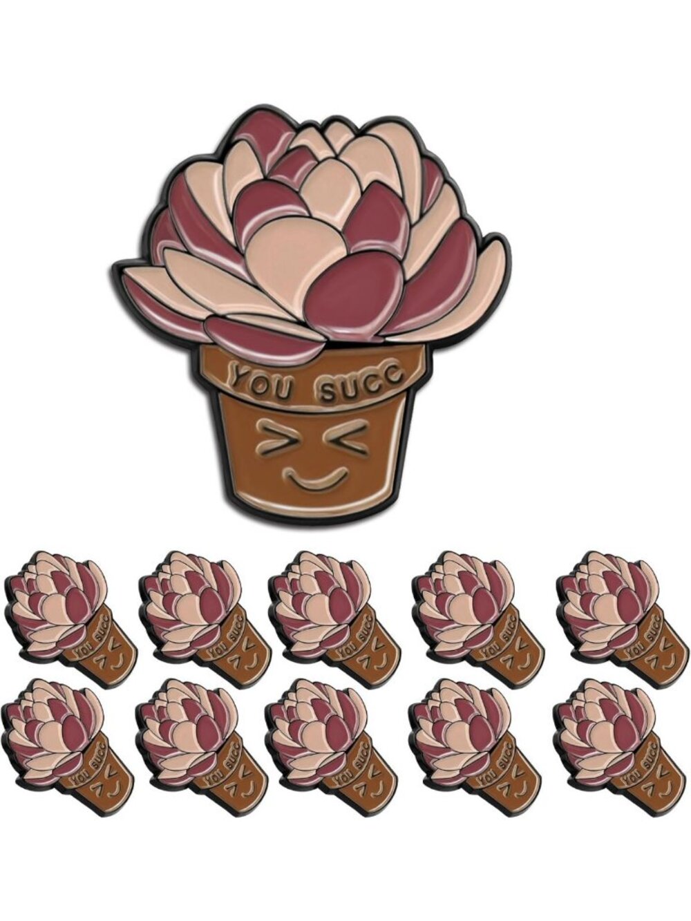 Cute Succulent Plant Pins Set - Flower Brooch Badge for Clothes, Bags & Hats